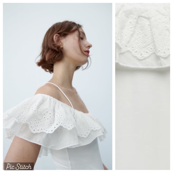 NWT. Zara White Contrast Bodysuit. Size M. - Picture 4 of 11